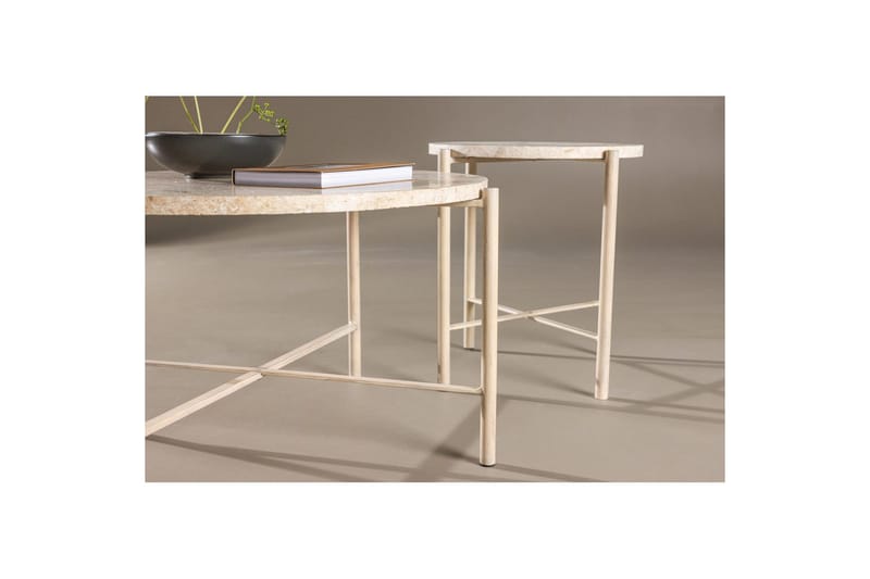 Sofabordsett VIND Sandhamn 2 stk Runde 70 cm/40 cm Beige - Møbler - Bord - Sofabord