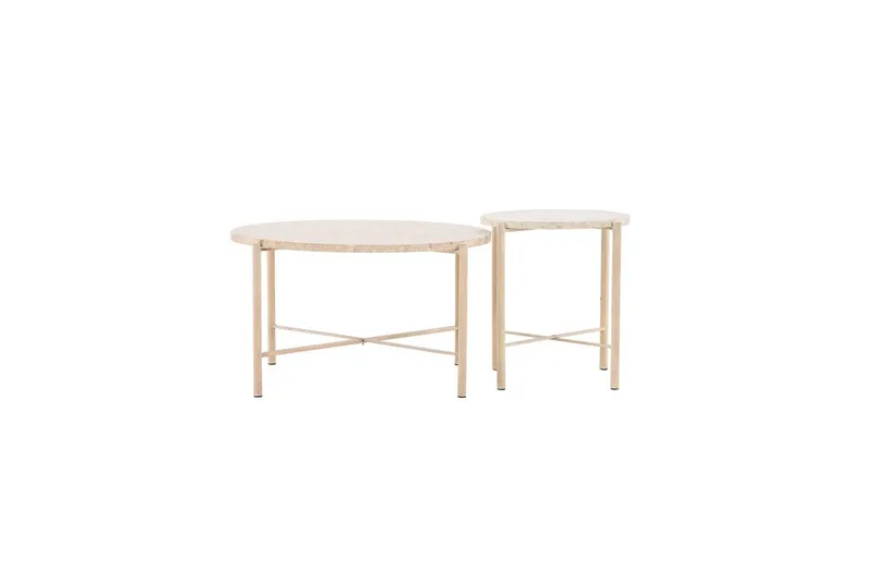 Sofabordsett VIND Sandhamn 2 stk Runde 70 cm/40 cm Beige, undefined