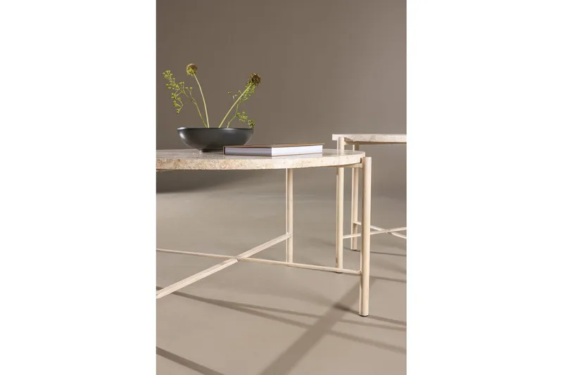 Sofabordsett VIND Sandhamn 2 stk Runde 70 cm/40 cm Beige - Møbler - Bord - Sofabord
