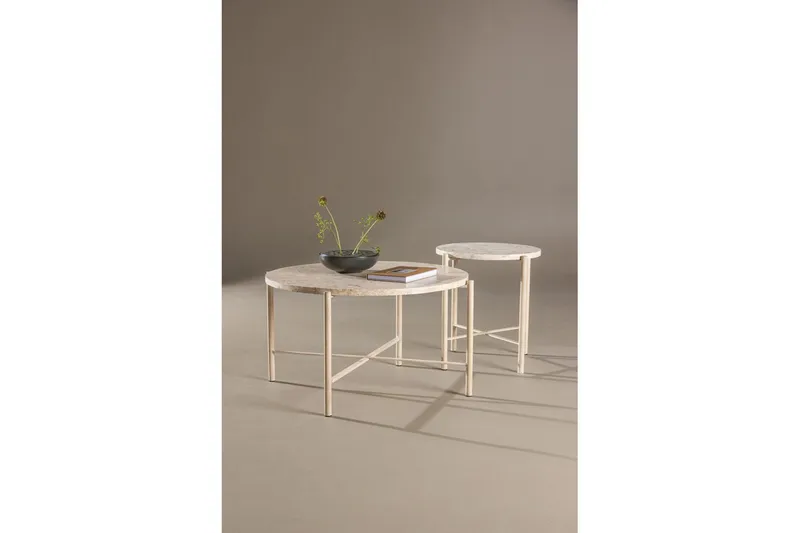 Sofabordsett VIND Sandhamn 2 stk Runde 70 cm/40 cm Beige - Møbler - Bord - Sofabord