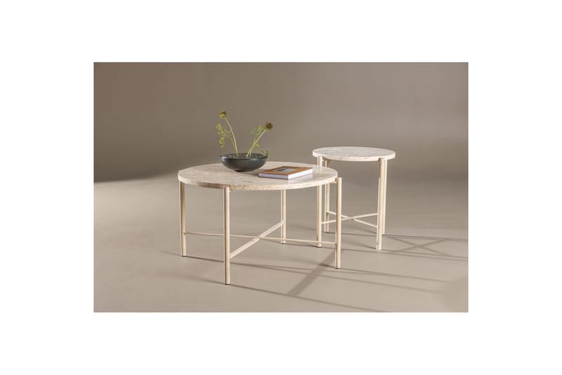 Sofabordsett VIND Sandhamn 2 stk Runde 70 cm/40 cm Beige - Møbler - Bord - Sofabord