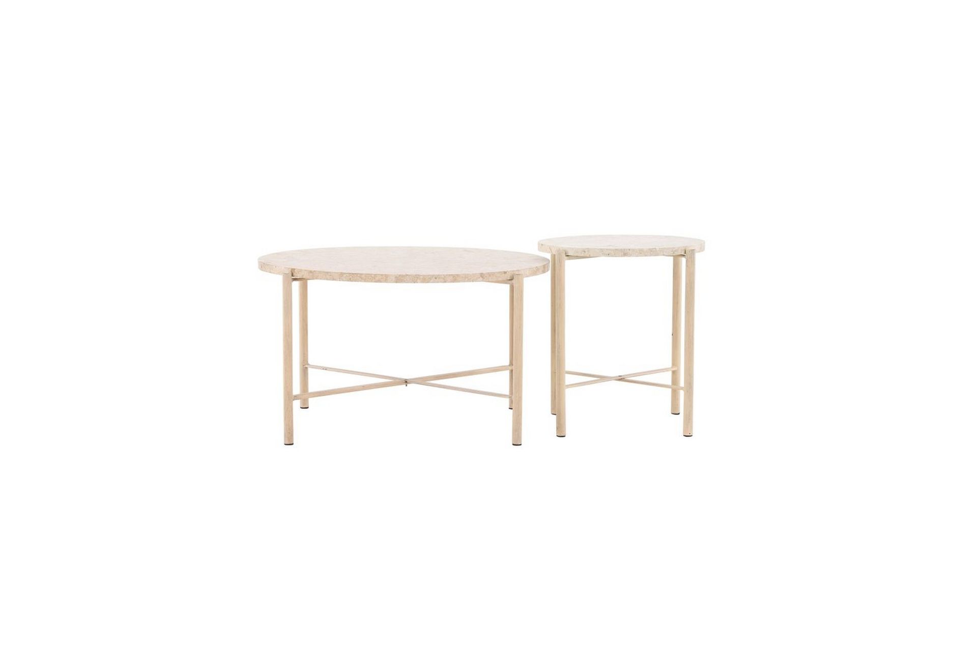 Sofabordsett VIND Sandhamn 2 stk Runde 70 cm/40 cm Beige - Møbler - Bord - Sofabord