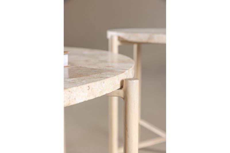 Sofabordsett VIND Sandhamn 2 stk Runde 70 cm/40 cm Beige - Møbler - Bord - Sofabord