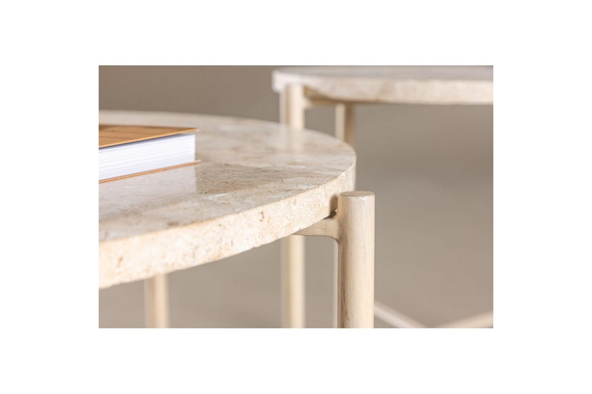 Sofabordsett VIND Sandhamn 2 stk Runde 70 cm/40 cm Beige - Møbler - Bord - Sofabord