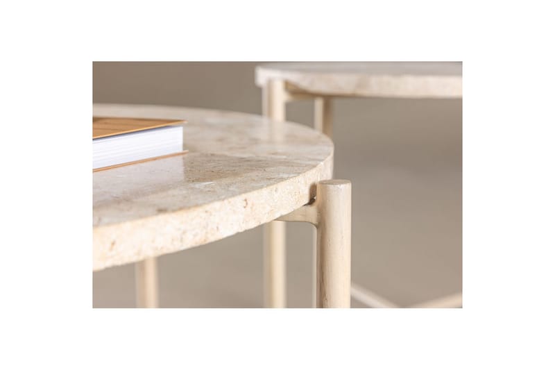 Sofabordsett VIND Sandhamn 2 stk Runde 70 cm/40 cm Beige - Møbler - Bord - Sofabord