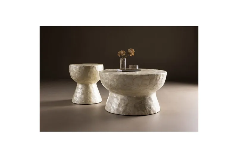 Sofabordsett VIND Sandön 2 stk Runde 70 cm/40 cm Lysgrå - Møbler - Bord - Sofabord