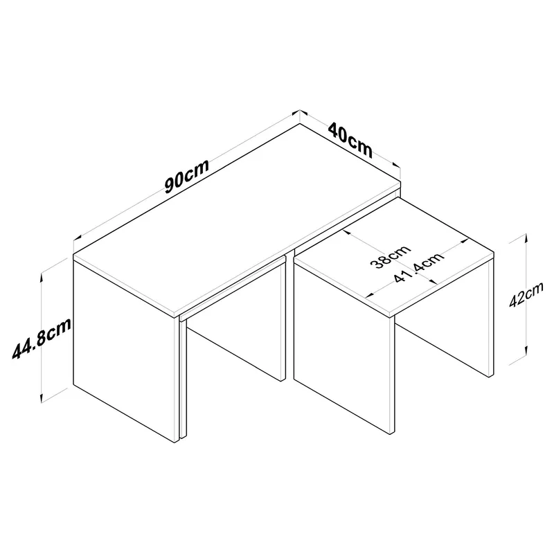 Sofabordsett Wallxpert Cleo-hylle (90 x 44,8 x 40 cm) Travertin - Travertin - Møbler - Bord - Sofabord