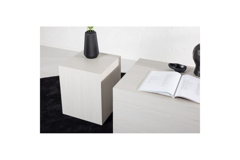 Sofabordsett York 2 stk 60x80 cm/40x40 cm Hvit - Hvit - Møbler - Bord - Sofabord