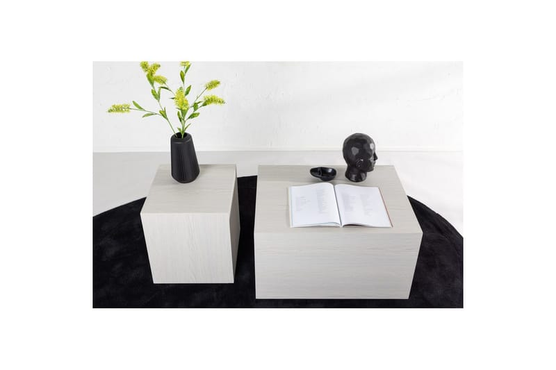 Sofabordsett York 2 stk 60x80 cm/40x40 cm Hvit - Hvit - Møbler - Bord - Sofabord