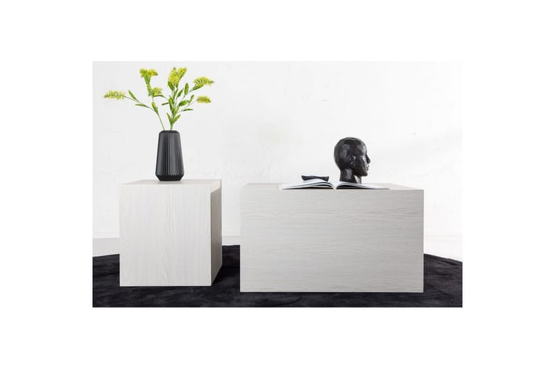Sofabordsett York 2 stk 60x80 cm/40x40 cm Hvit - Hvit - Møbler - Bord - Sofabord
