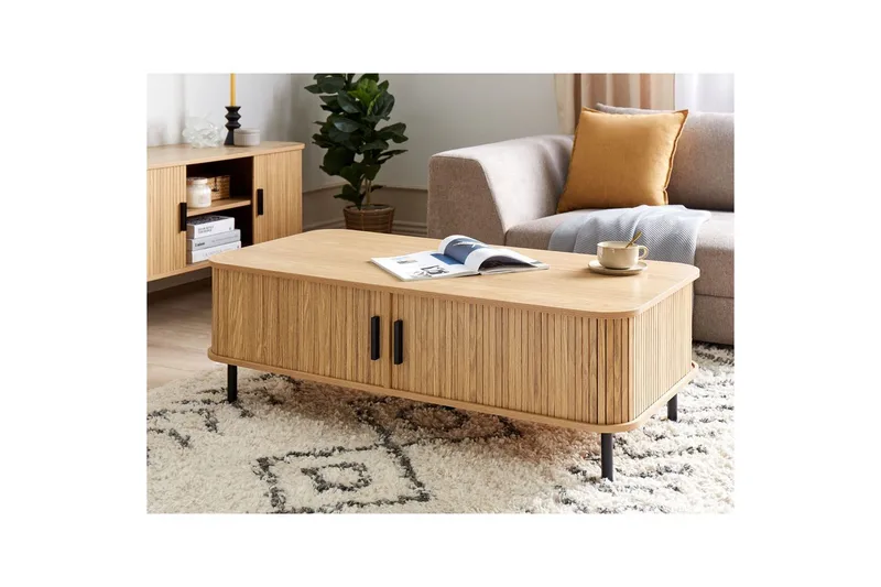 Soffbord Beliani Bradley Light wood||Black - Møbler - Bord - Sofabord