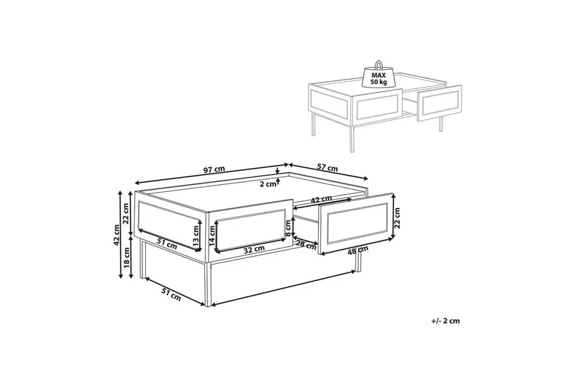 Soffbord Beliani Cullen Black||Light wood - Møbler - Bord - Sofabord