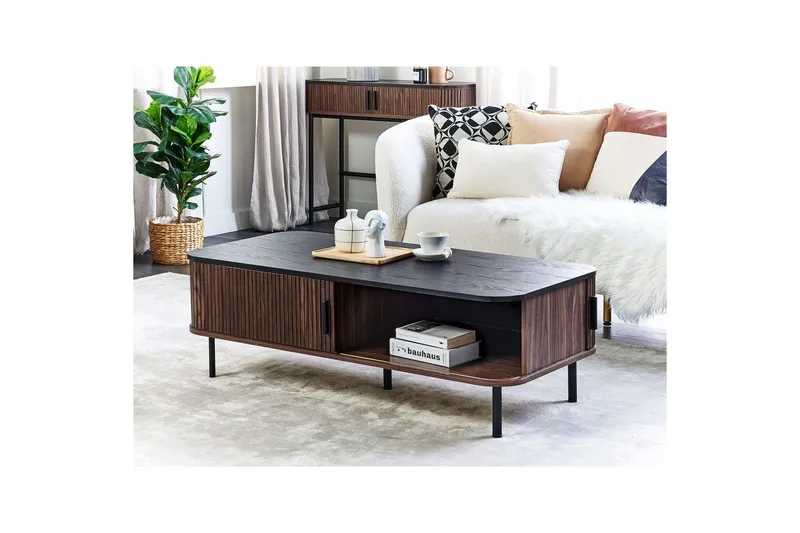 Soffbord Beliani Jose Dark wood||Black - Møbler - Bord - Sofabord