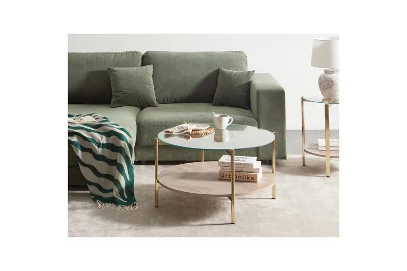 Soffbord Beliani Lovell Guld/ljust trä GOLD||Light wood - Møbler - Bord - Sofabord