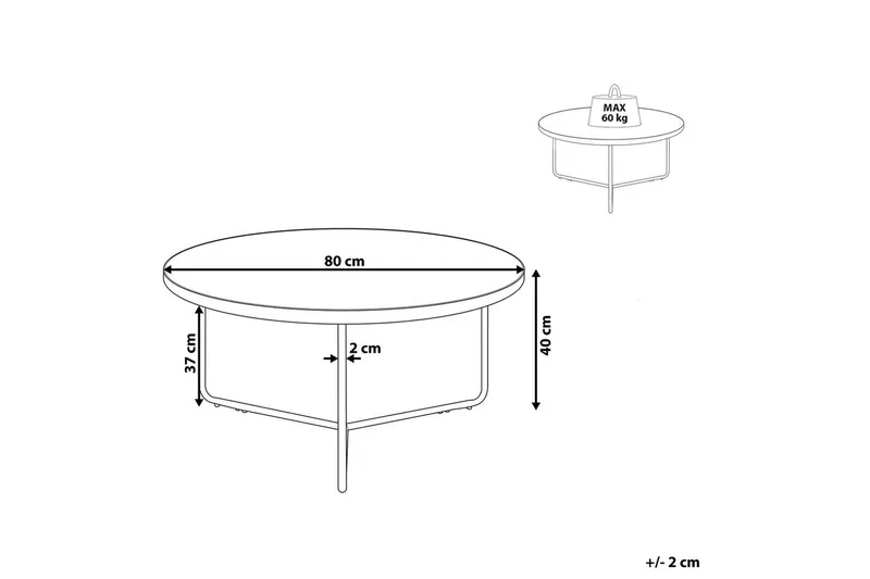 Soffbord Beliani Melody 80x80x40 cm Grey||Black - Møbler - Bord - Sofabord