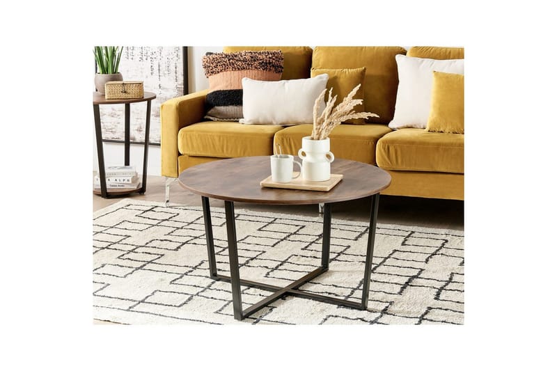 Soffbord Beliani Orick Dark wood||Black - Møbler - Bord - Sofabord