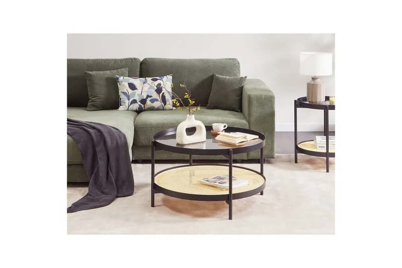 Soffbord Beliani Reno Black||Light wood - Møbler - Bord - Sofabord