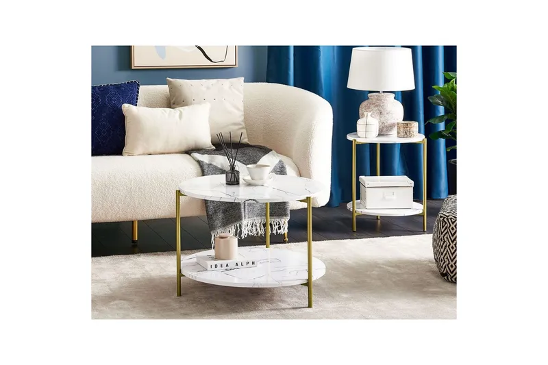 Soffbord Beliani Reva White||GOLD - Møbler - Bord - Sofabord