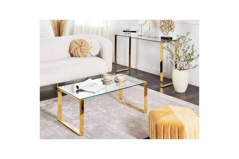 Soffbord Beliani Tilon Guld/transparent GOLD||Transparent - Møbler - Bord - Sofabord