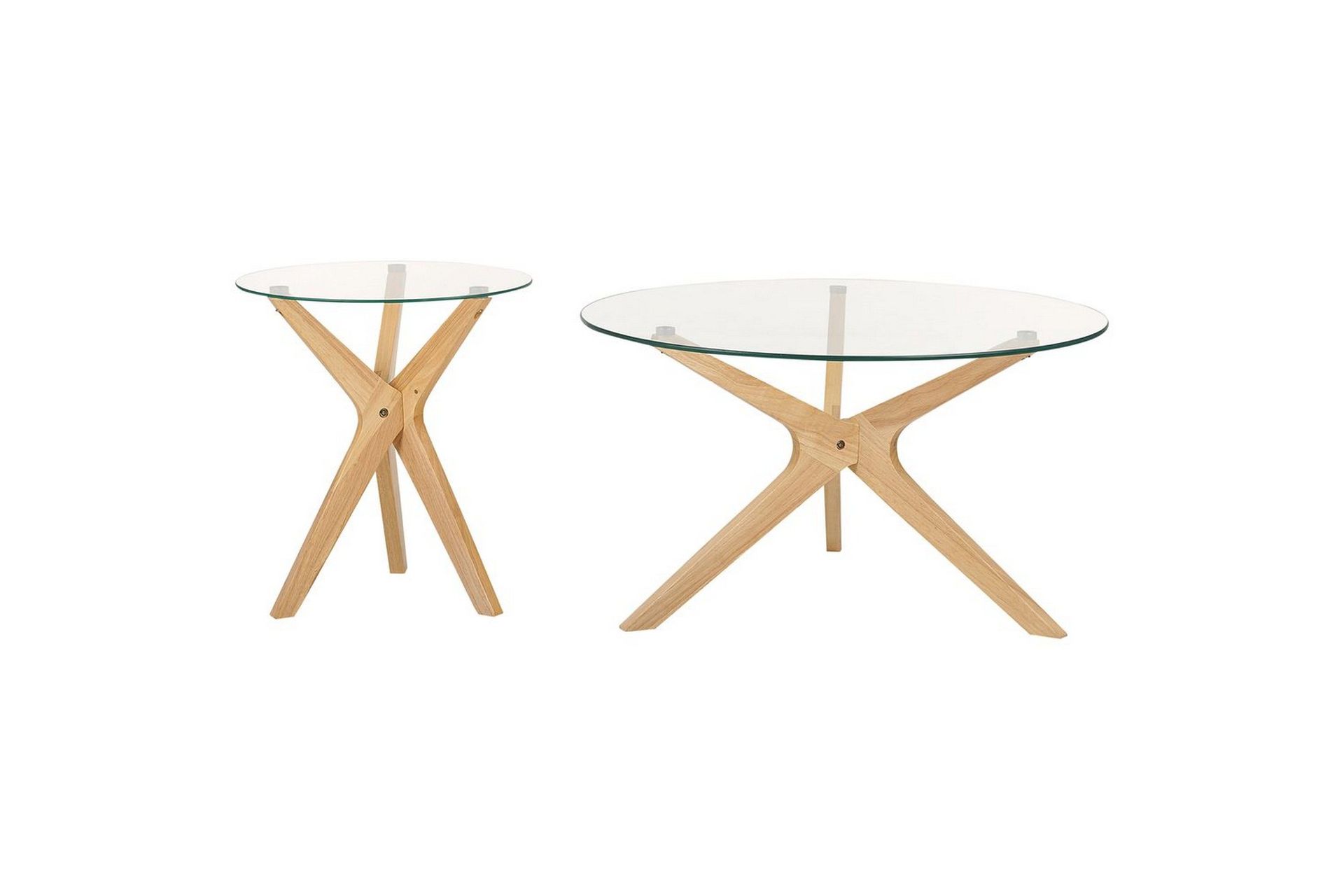 Soffbord Beliani Valley set om 2 Transparent\|\|Light wood -