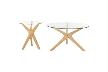 Soffbord Beliani Valley set om 2 Transparent||Light wood - Møbler - Bord - Sofabord