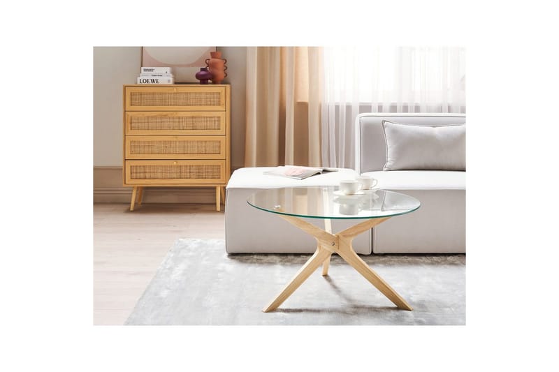 Soffbord Beliani Valley Transparent||Light wood - Møbler - Bord - Sofabord