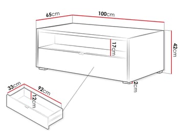 Sovren 100 cm Rektangulært Sofabord med Skuffer i Tre - Beige - Møbler - Bord - Sofabord