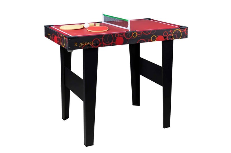 3-i-1 Spillebord - Svart|Rød - Møbler - Bord - Spillebord - Airhockey bord