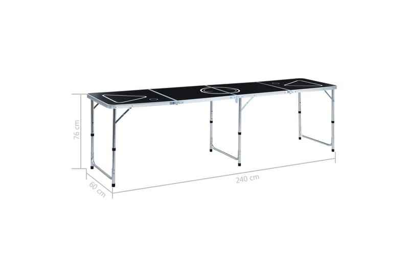 Foldbart ølpongbord 240 cm svart - Møbler - Bord - Spillebord - Beer pong bord