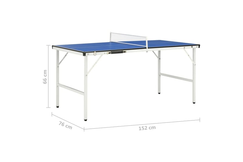 Bordtennisbord med nett 152x76x66 cm blå - Blå - Møbler - Bord - Spillebord - Bordtennisbord
