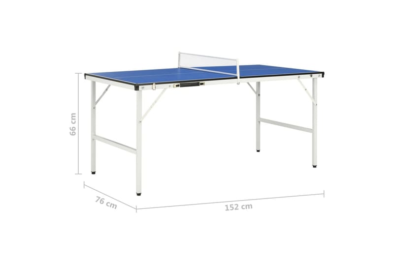 Bordtennisbord med nett 152x76x66 cm blå - Blå - Bordtennisbord