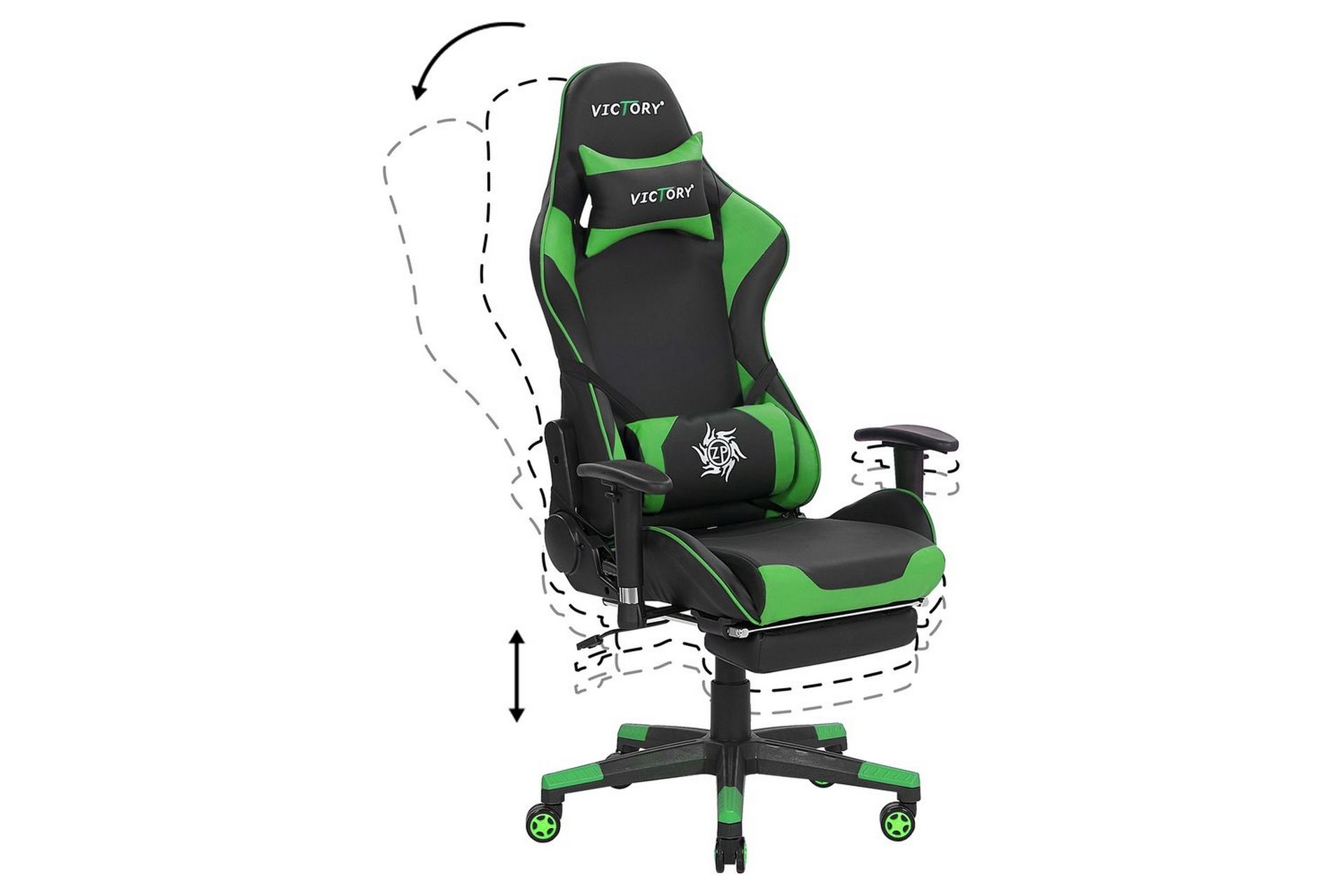 Gamingstol Victory Svart/Grønn - Svart/Grønn - Møbler - Bord - Spillebord - Pokerbord