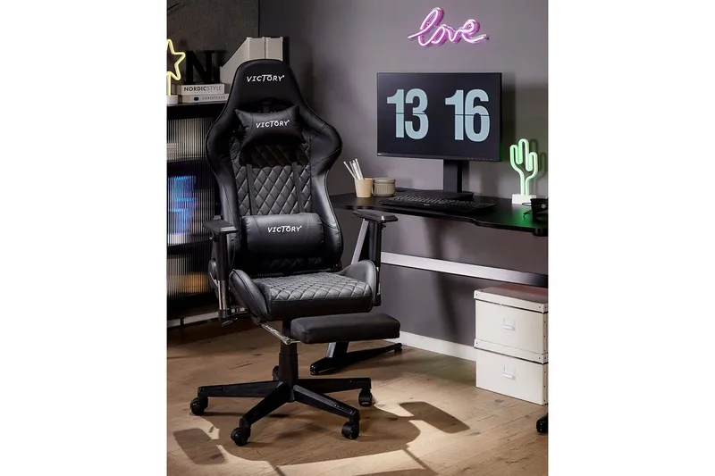 Gamingstol Victory Svart/Hvit - Svart/Hvit - Møbler - Bord - Spillebord - Pokerbord