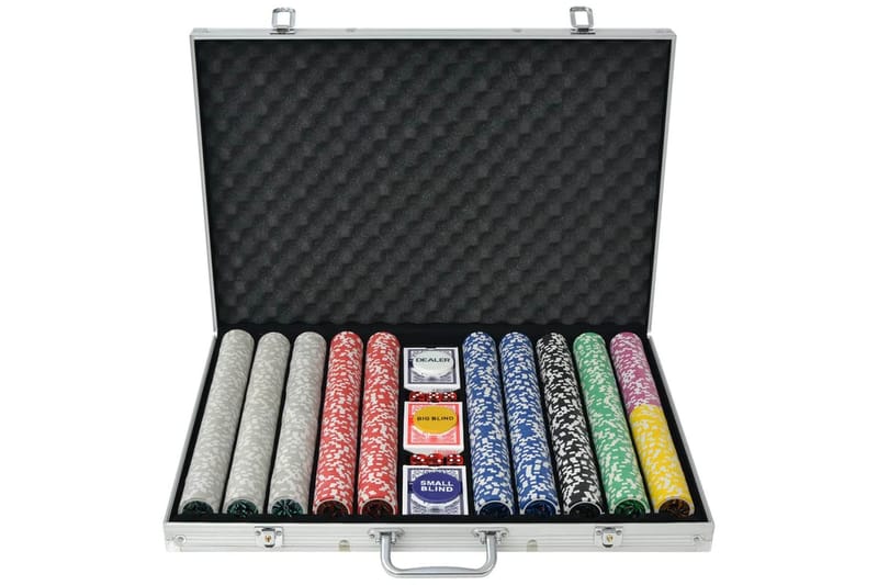 Pokersett med 1000 laser-sjetonger aluminium - Møbler - Bord - Spillebord - Pokerbord