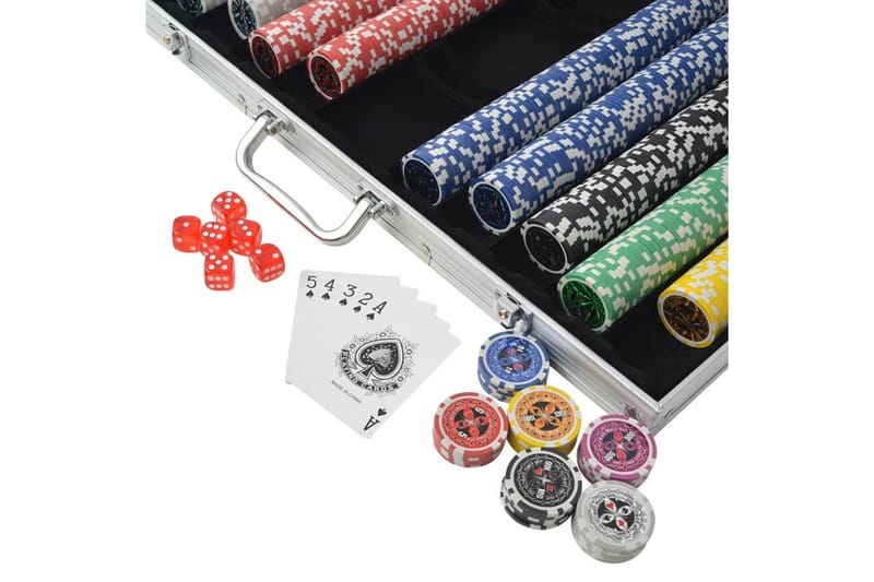 Pokersett med 1000 laser-sjetonger aluminium - Møbler - Bord - Spillebord - Pokerbord