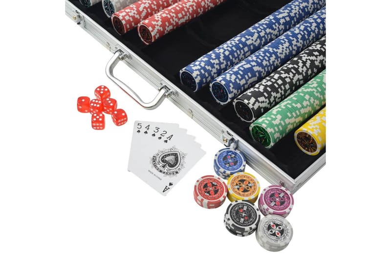 Pokersett med 1000 laser-sjetonger aluminium - Pokerbord