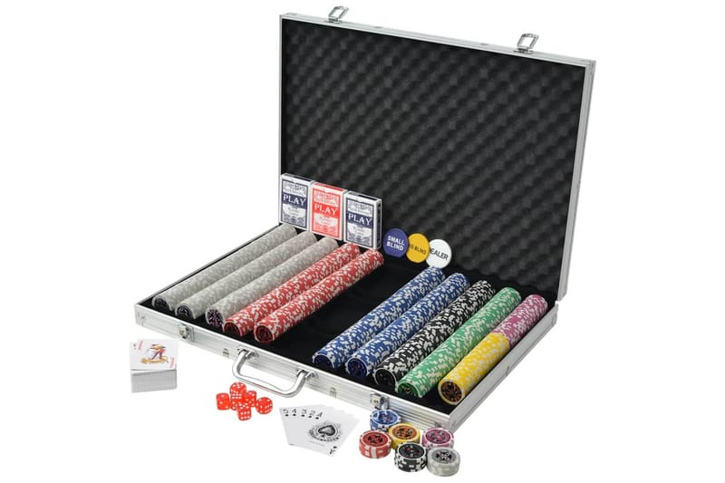 Pokersett med 1000 laser-sjetonger aluminium - Møbler - Bord - Spillebord - Pokerbord