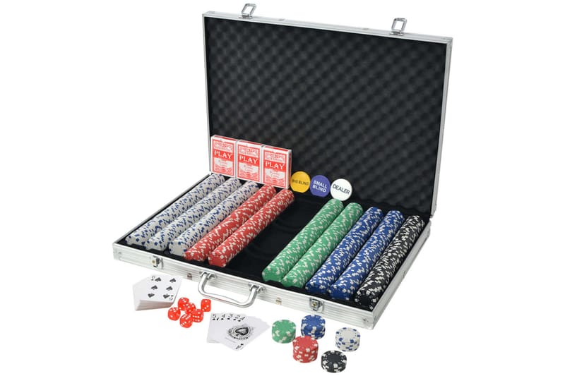 Pokersett med 1000 sjetonger aluminium - Møbler - Bord - Spillebord - Pokerbord