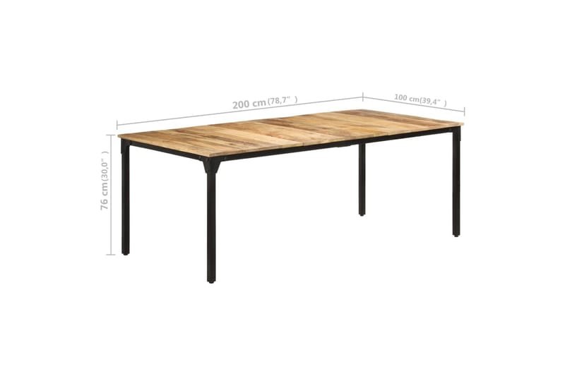 Spisebord 200x100x76 cm grovt mango - Brun - Møbler - Bord - Spisebord & kjøkkenbord