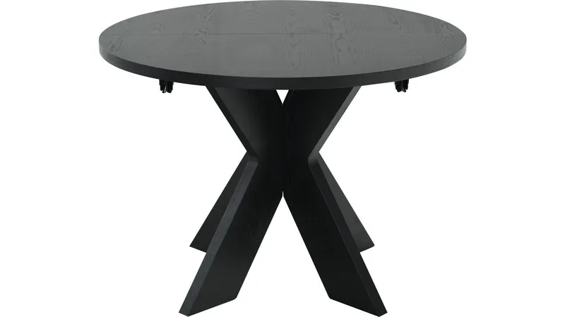 Spisebord Fjorden Med 2 Tillegg 105 cm, Svartlakkert eikefiner