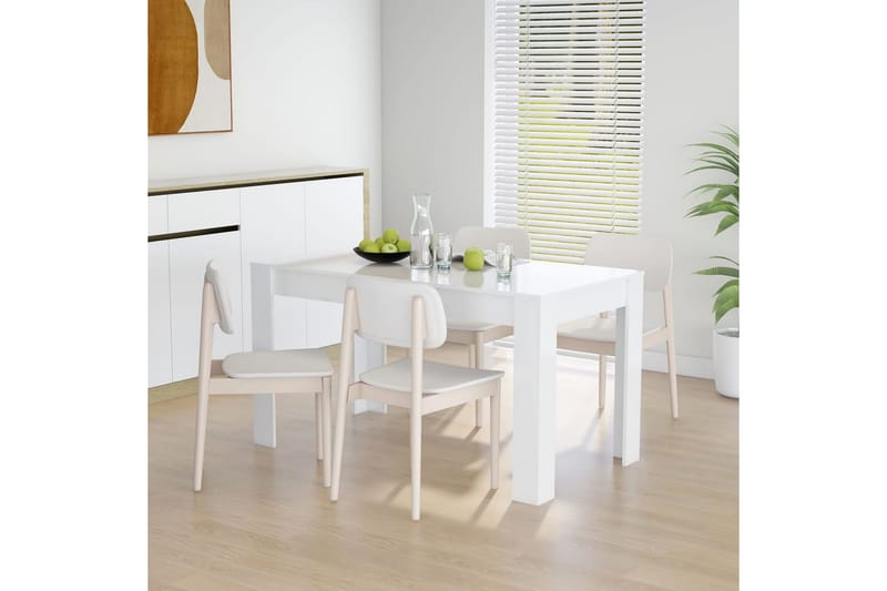 Spisebord høyglans hvit 140x74,5x76 cm sponplate - Hvit - Spisebord & kjøkkenbord