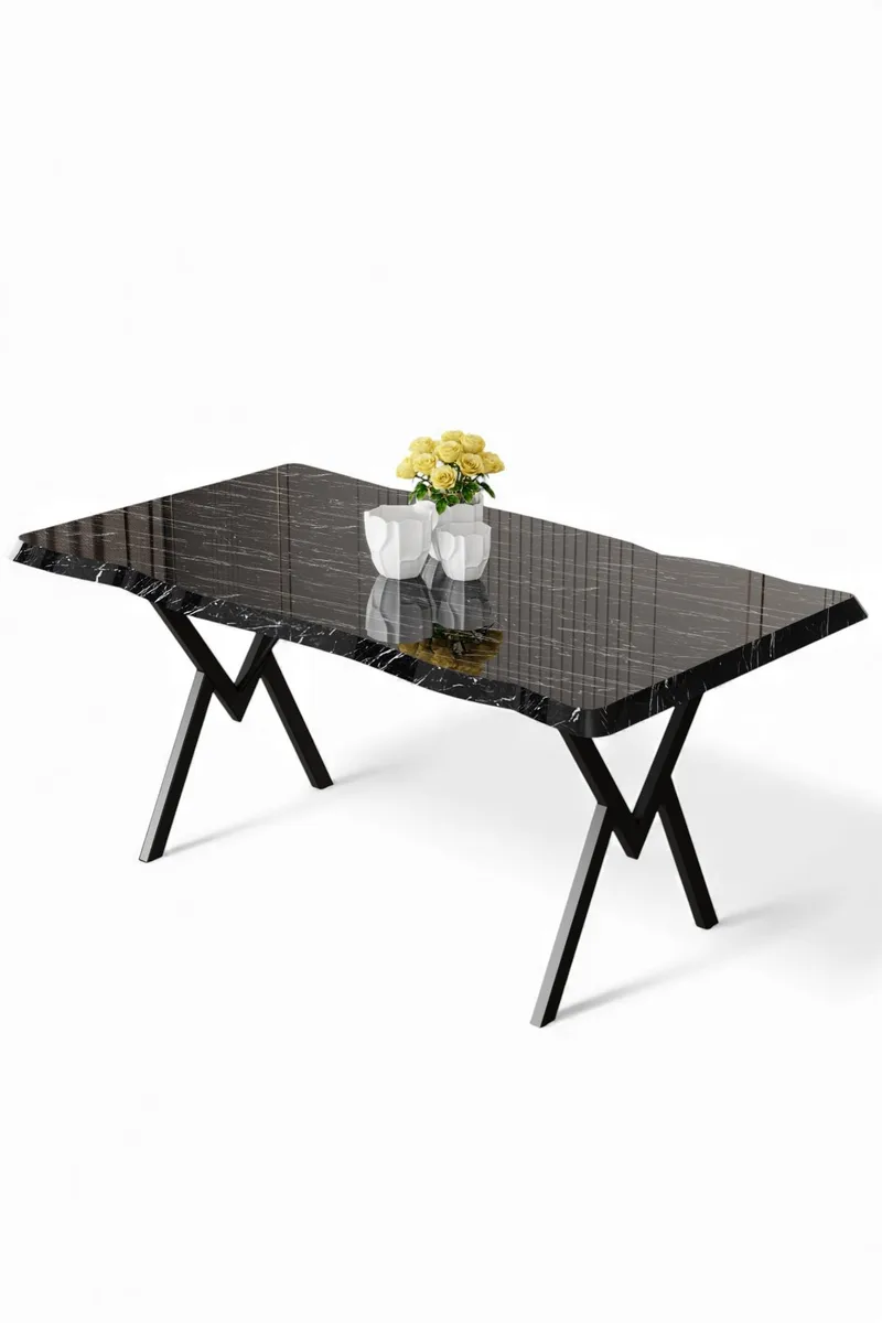 Spisebord Hanah Home Akort (130 x 73 x 80 cm) Svart marmor svart, undefined