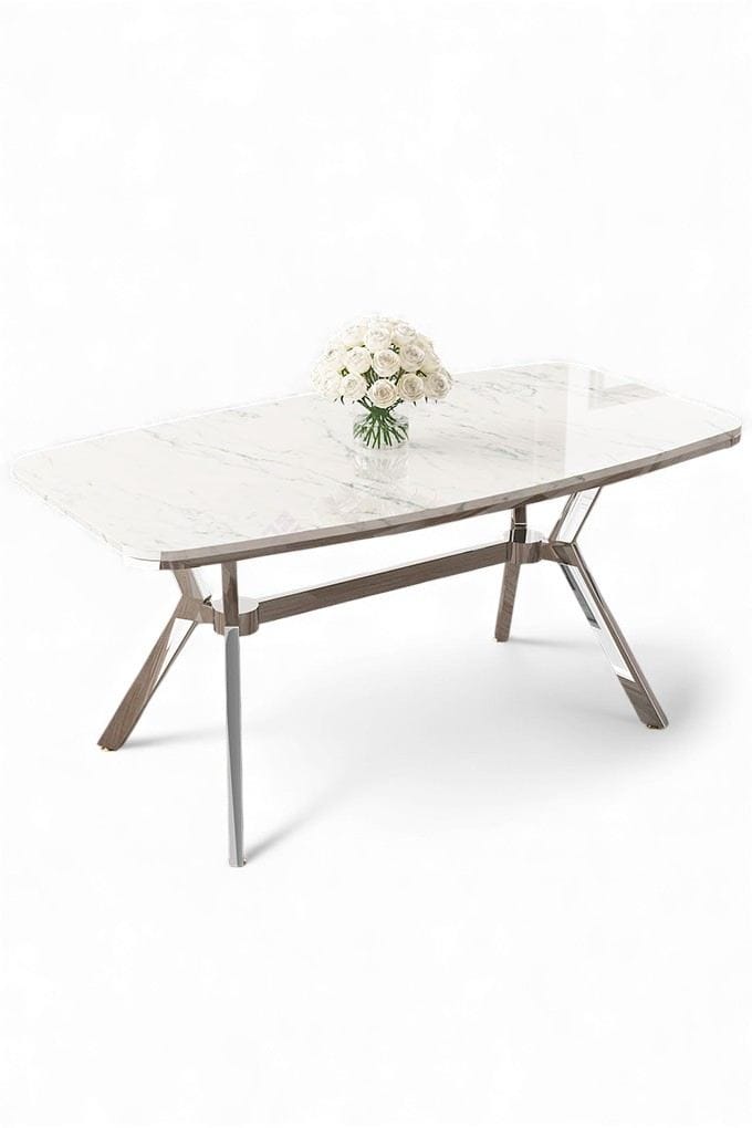 Spisebord Hanah Home Esla (160 x 75 x 90 cm) Hvit marmor krom -