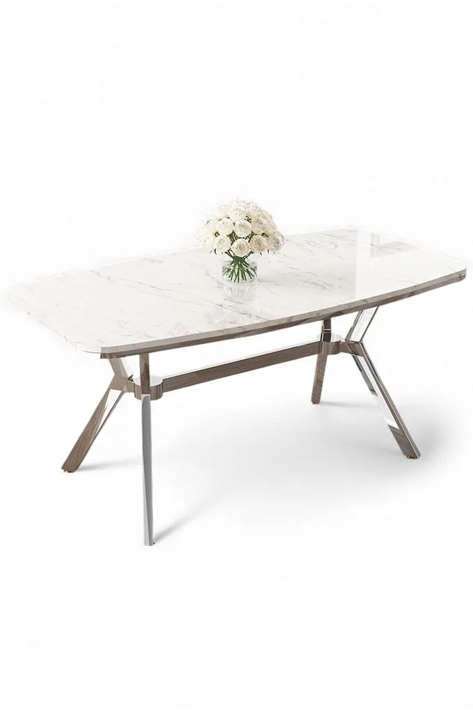Spisebord Hanah Home Esla (160 x 75 x 90 cm) Hvit marmor krom, undefined