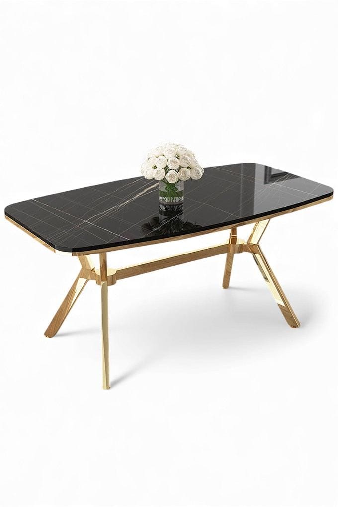 Spisebord Hanah Home Esla (160 x 75 x 90 cm) Svart marmor gull, undefined