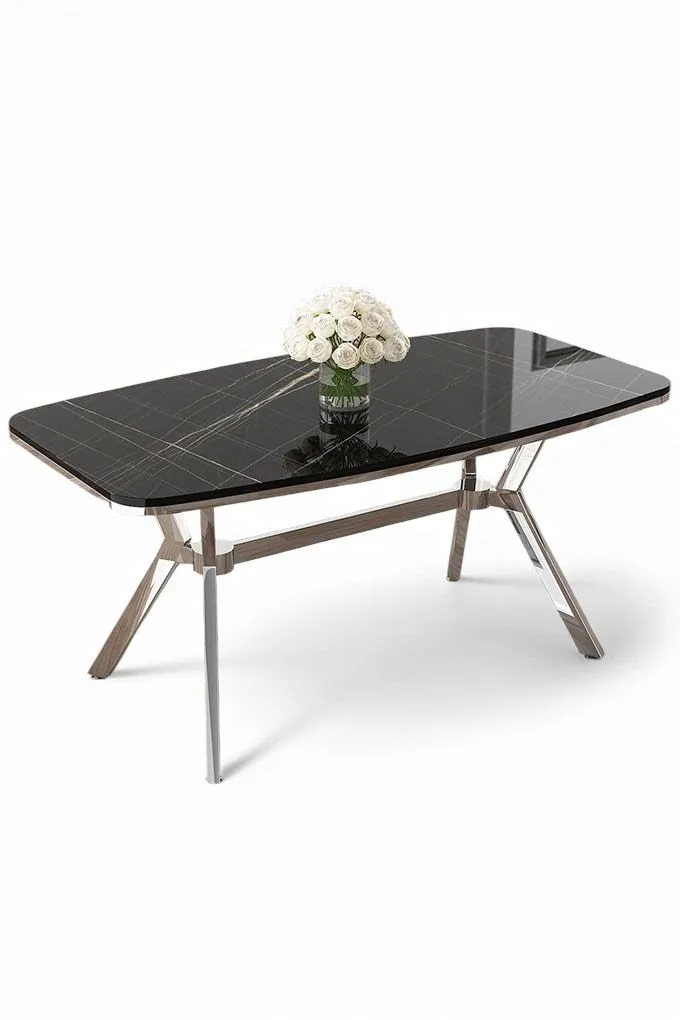 Spisebord Hanah Home Esla (160 x 75 x 90 cm) Svart marmor krom, undefined