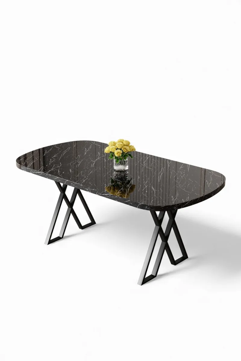 Spisebord Hanah Home Kaye (168 x 76 x 90 cm) Svart marmor svart, undefined