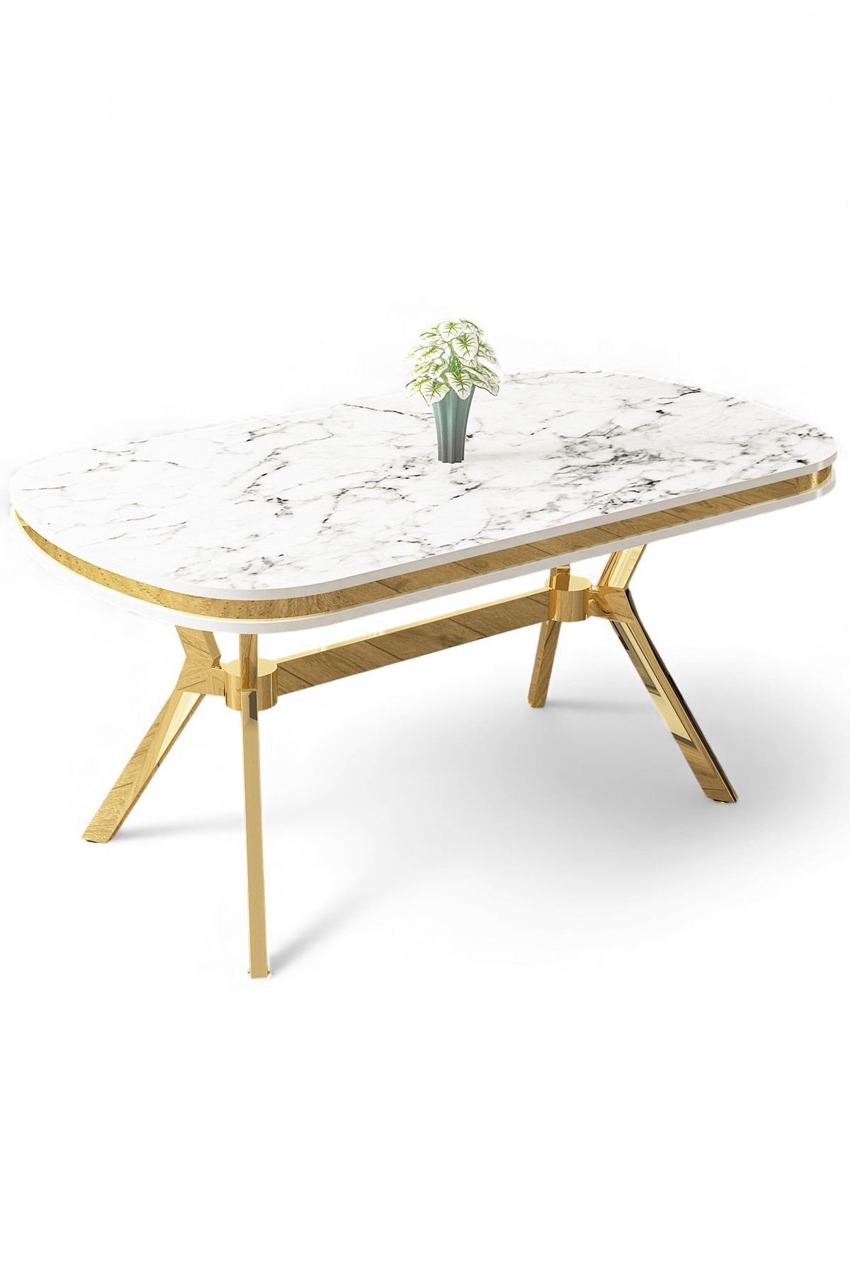 Spisebord Hanah Home Olya (168 x 75 x 90 cm) Hvit marmor gull -