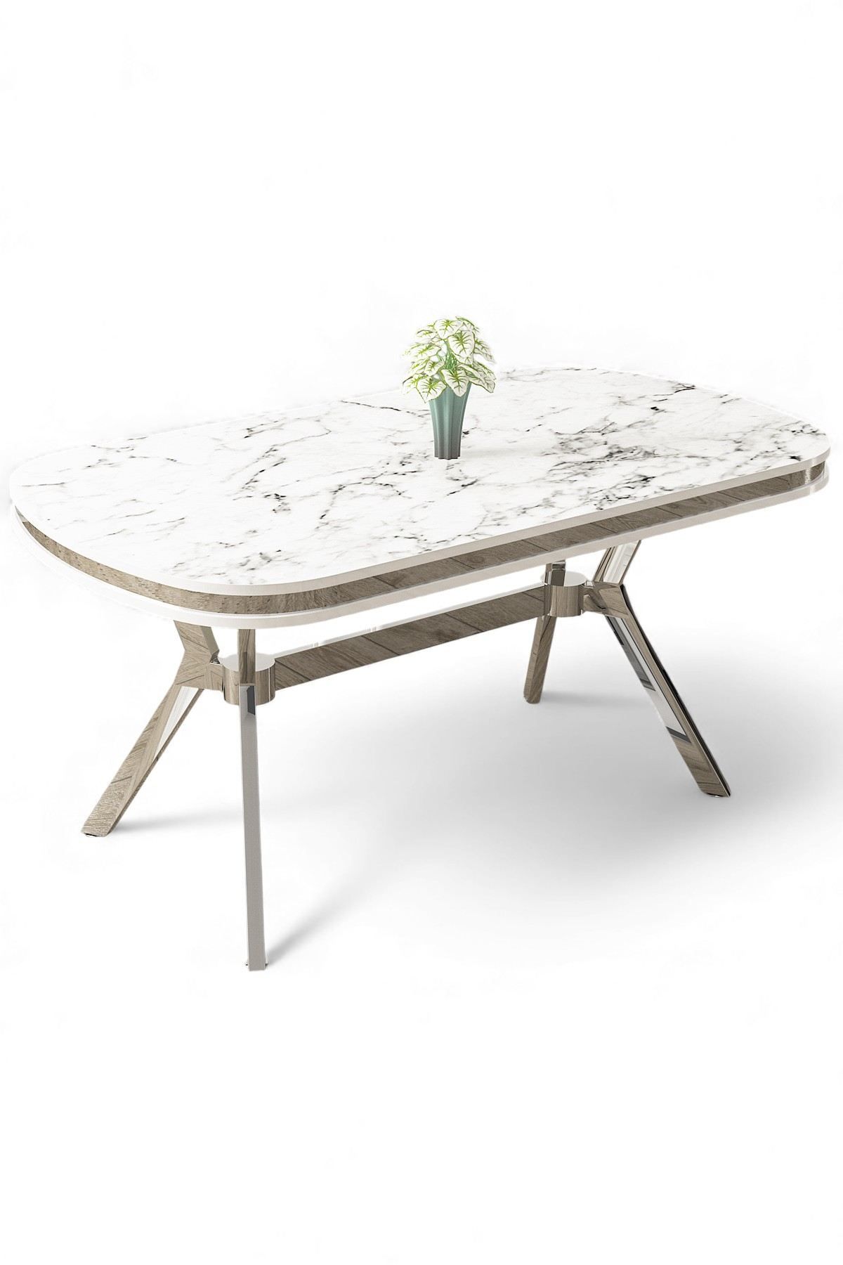 Spisebord Hanah Home Olya (168 x 75 x 90 cm) Hvit marmor krom -