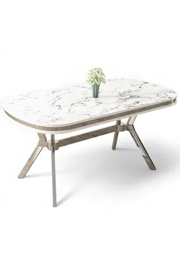 Spisebord Hanah Home Olya (168 x 75 x 90 cm) Hvit marmor krom